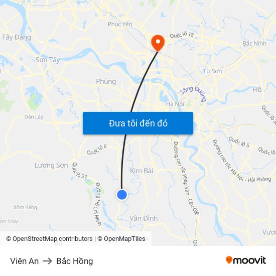 Viên An to Bắc Hồng map