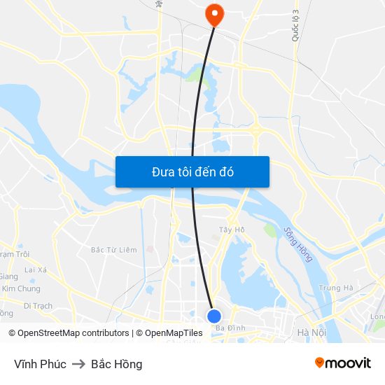 Vĩnh Phúc to Bắc Hồng map