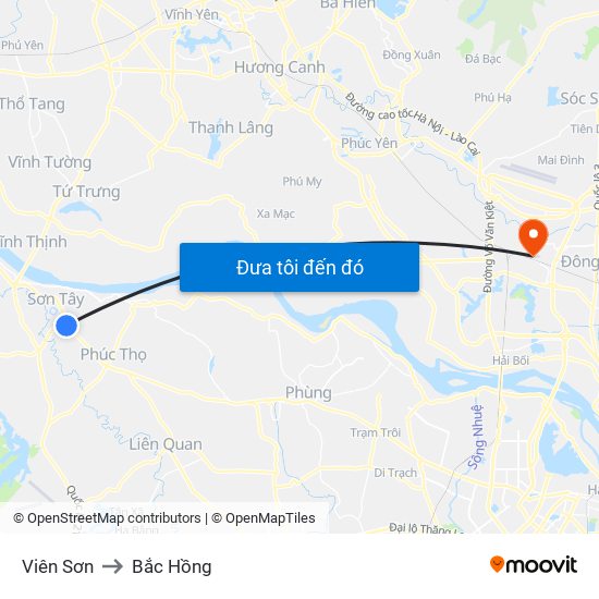 Viên Sơn to Bắc Hồng map
