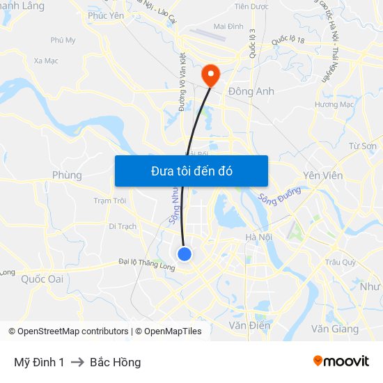 Mỹ Đình 1 to Bắc Hồng map