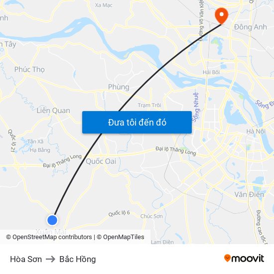 Hòa Sơn to Bắc Hồng map