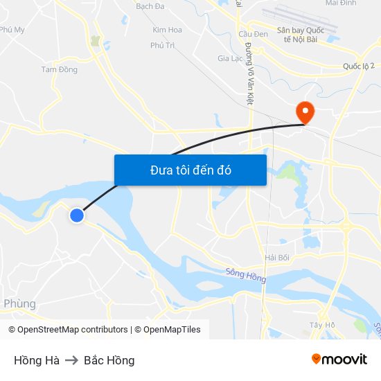 Hồng Hà to Bắc Hồng map