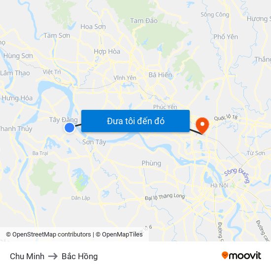 Chu Minh to Bắc Hồng map