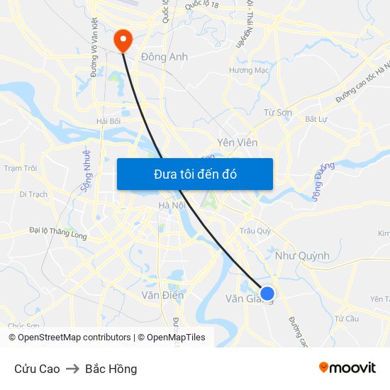 Cửu Cao to Bắc Hồng map