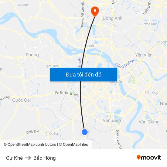 Cự Khê to Bắc Hồng map