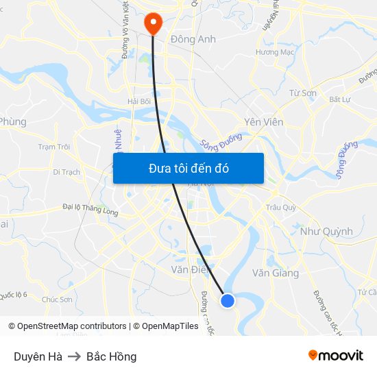 Duyên Hà to Bắc Hồng map