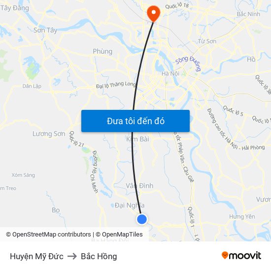 Huyện Mỹ Đức to Bắc Hồng map