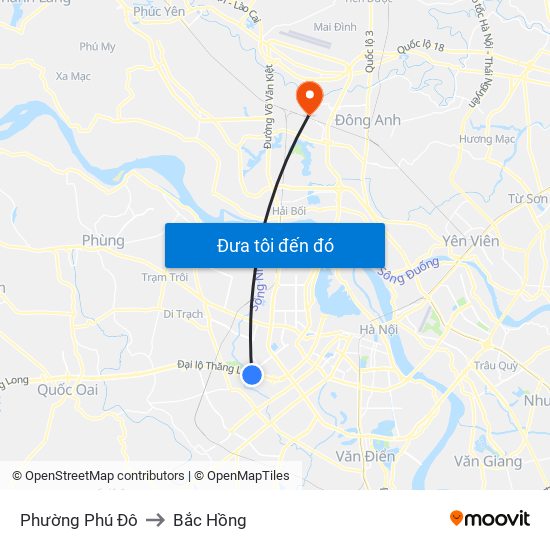 Phường Phú Đô to Bắc Hồng map