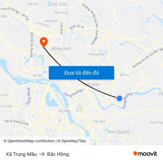 Xã Trung Mầu to Bắc Hồng map