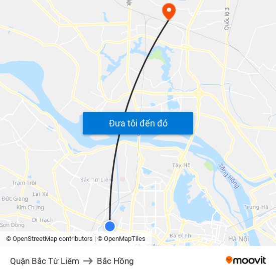 Quận Bắc Từ Liêm to Bắc Hồng map