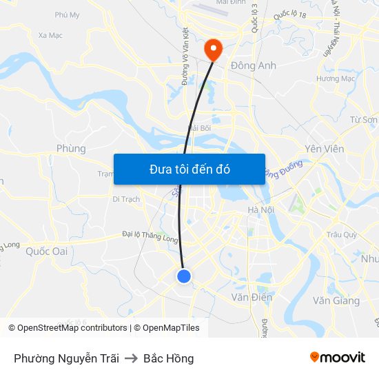 Phường Nguyễn Trãi to Bắc Hồng map