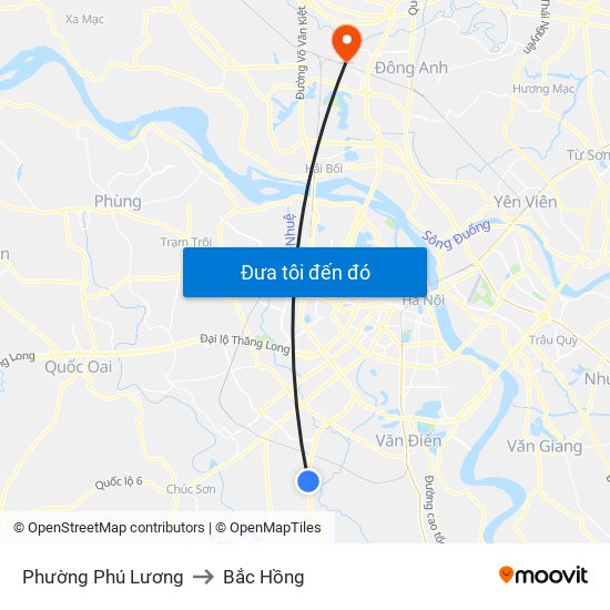 Phường Phú Lương to Bắc Hồng map