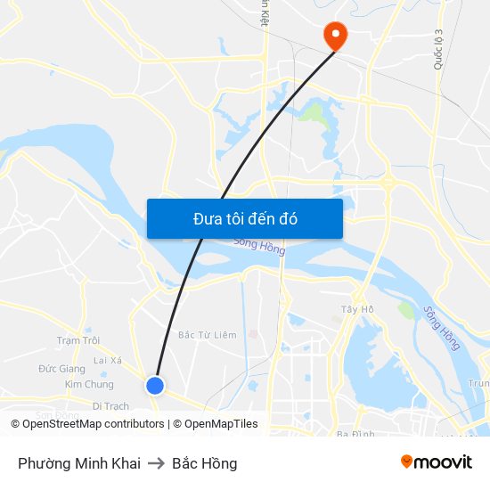 Phường Minh Khai to Bắc Hồng map