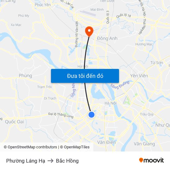Phường Láng Hạ to Bắc Hồng map
