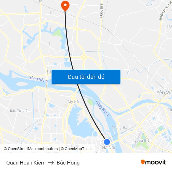 Quận Hoàn Kiếm to Bắc Hồng map