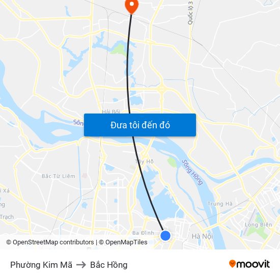 Phường Kim Mã to Bắc Hồng map