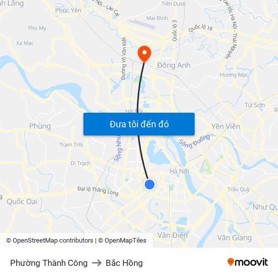 Phường Thành Công to Bắc Hồng map