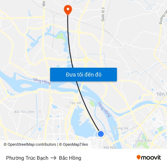Phường Trúc Bạch to Bắc Hồng map