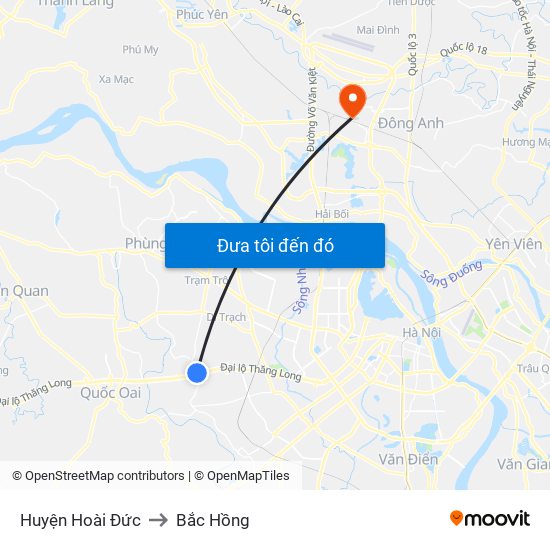 Huyện Hoài Đức to Bắc Hồng map