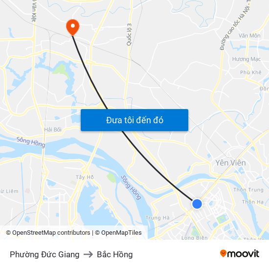 Phường Đức Giang to Bắc Hồng map