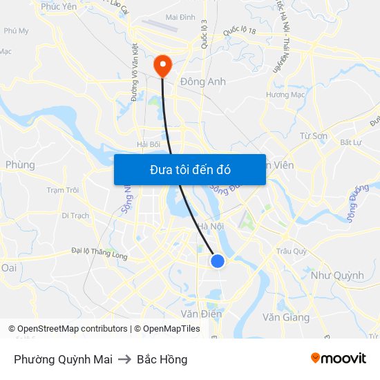 Phường Quỳnh Mai to Bắc Hồng map