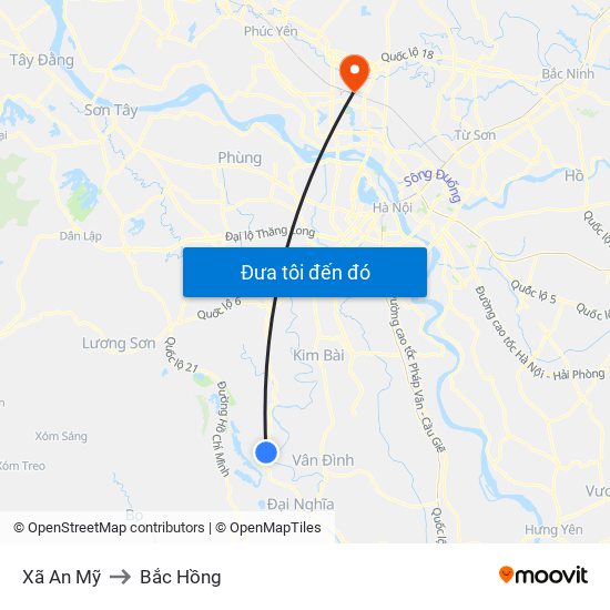 Xã An Mỹ to Bắc Hồng map