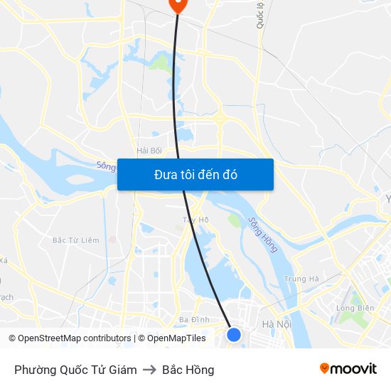 Phường Quốc Tử Giám to Bắc Hồng map