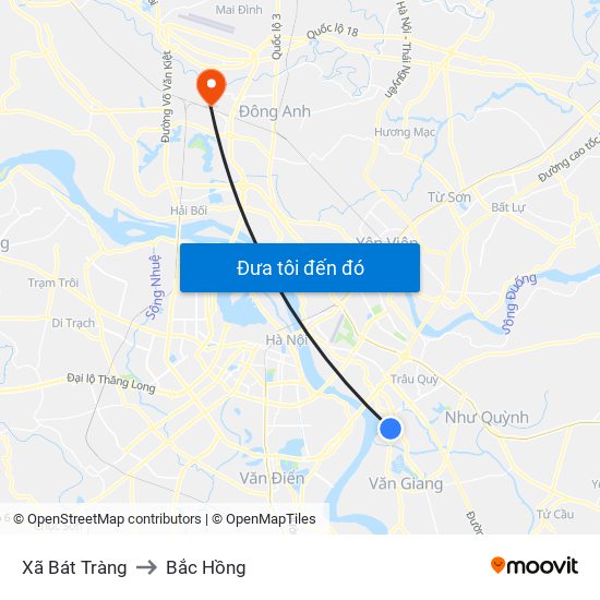 Xã Bát Tràng to Bắc Hồng map