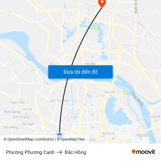 Phường Phương Canh to Bắc Hồng map