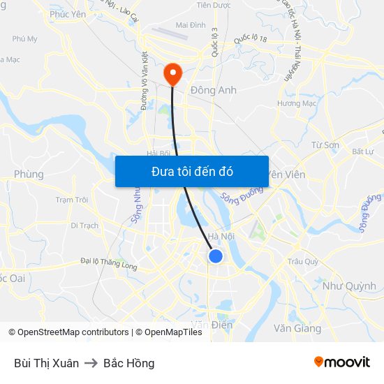 Bùi Thị Xuân to Bắc Hồng map