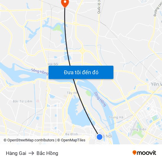 Hàng Gai to Bắc Hồng map