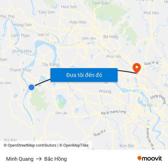 Minh Quang to Bắc Hồng map