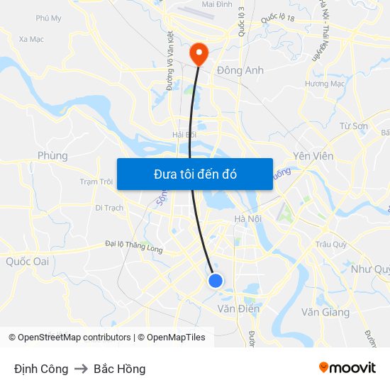 Định Công to Bắc Hồng map