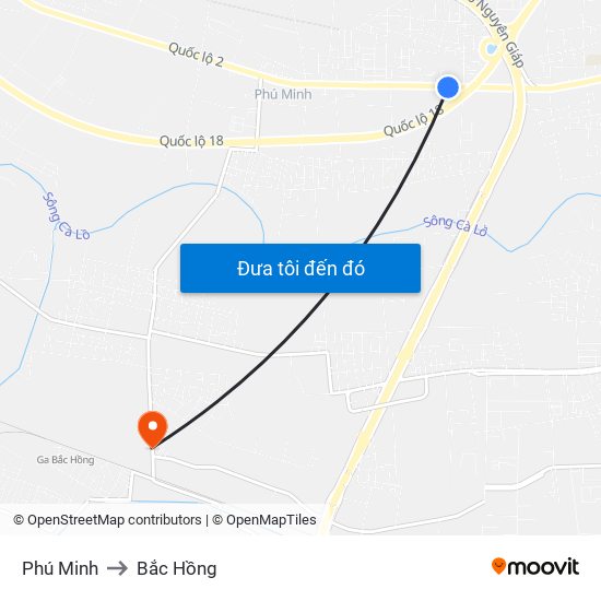 Phú Minh to Bắc Hồng map