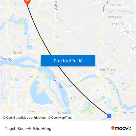 Thạch Bàn to Bắc Hồng map