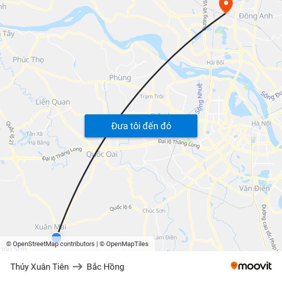 Thủy Xuân Tiên to Bắc Hồng map