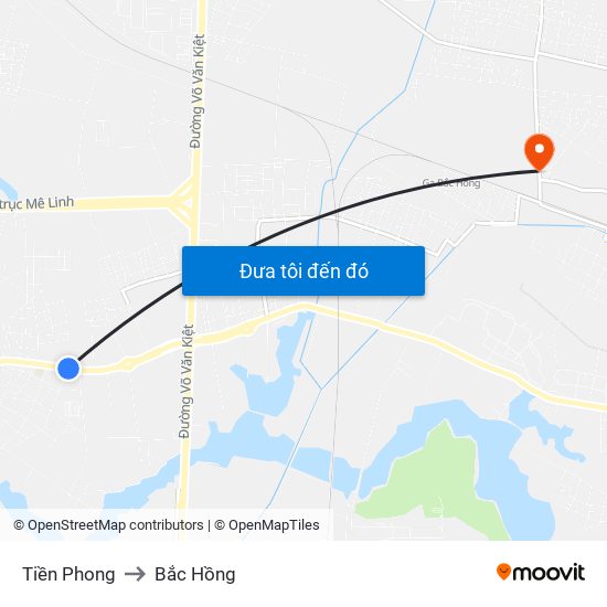 Tiền Phong to Bắc Hồng map