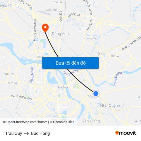 Trâu Quỳ to Bắc Hồng map