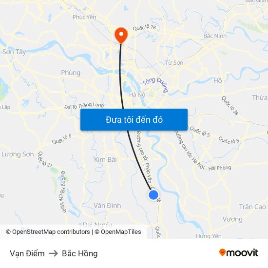 Vạn Điểm to Bắc Hồng map