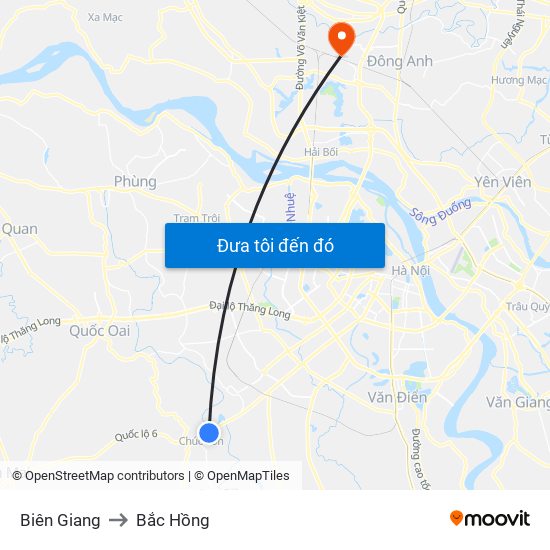 Biên Giang to Bắc Hồng map