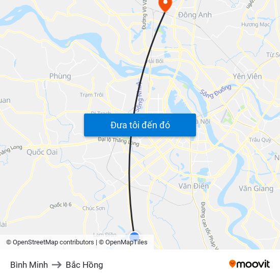 Bình Minh to Bắc Hồng map
