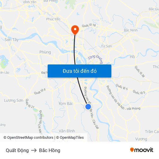 Quất Động to Bắc Hồng map