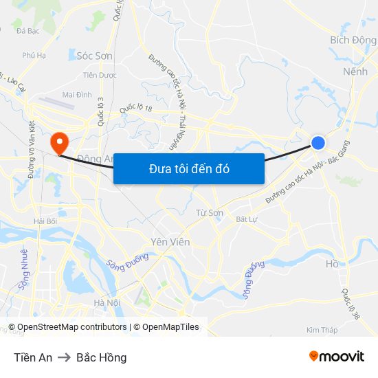 Tiền An to Bắc Hồng map