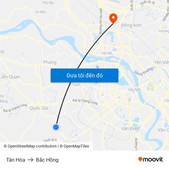 Tân Hòa to Bắc Hồng map