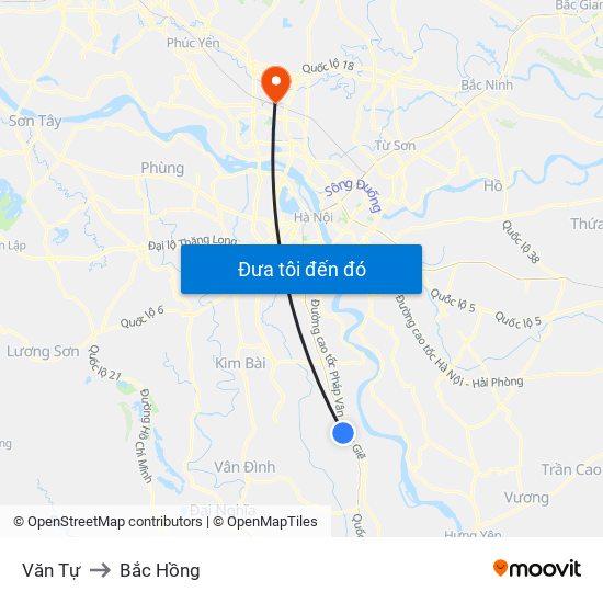 Văn Tự to Bắc Hồng map