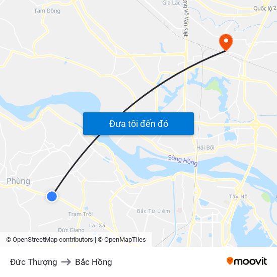 Đức Thượng to Bắc Hồng map