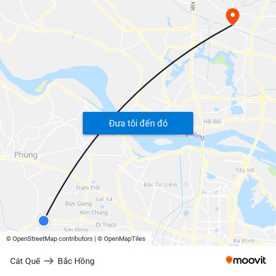 Cát Quế to Bắc Hồng map