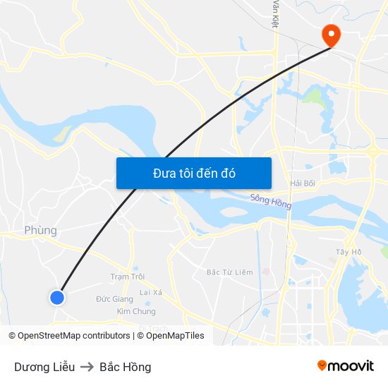 Dương Liễu to Bắc Hồng map