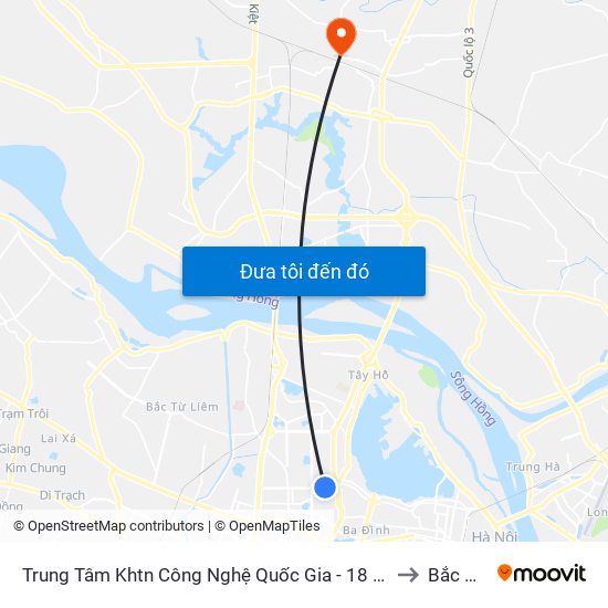 Trung Tâm Khtn Công Nghệ Quốc Gia - 18 Hoàng Quốc Việt to Bắc Hồng map