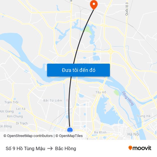 Số 9 Hồ Tùng Mậu to Bắc Hồng map